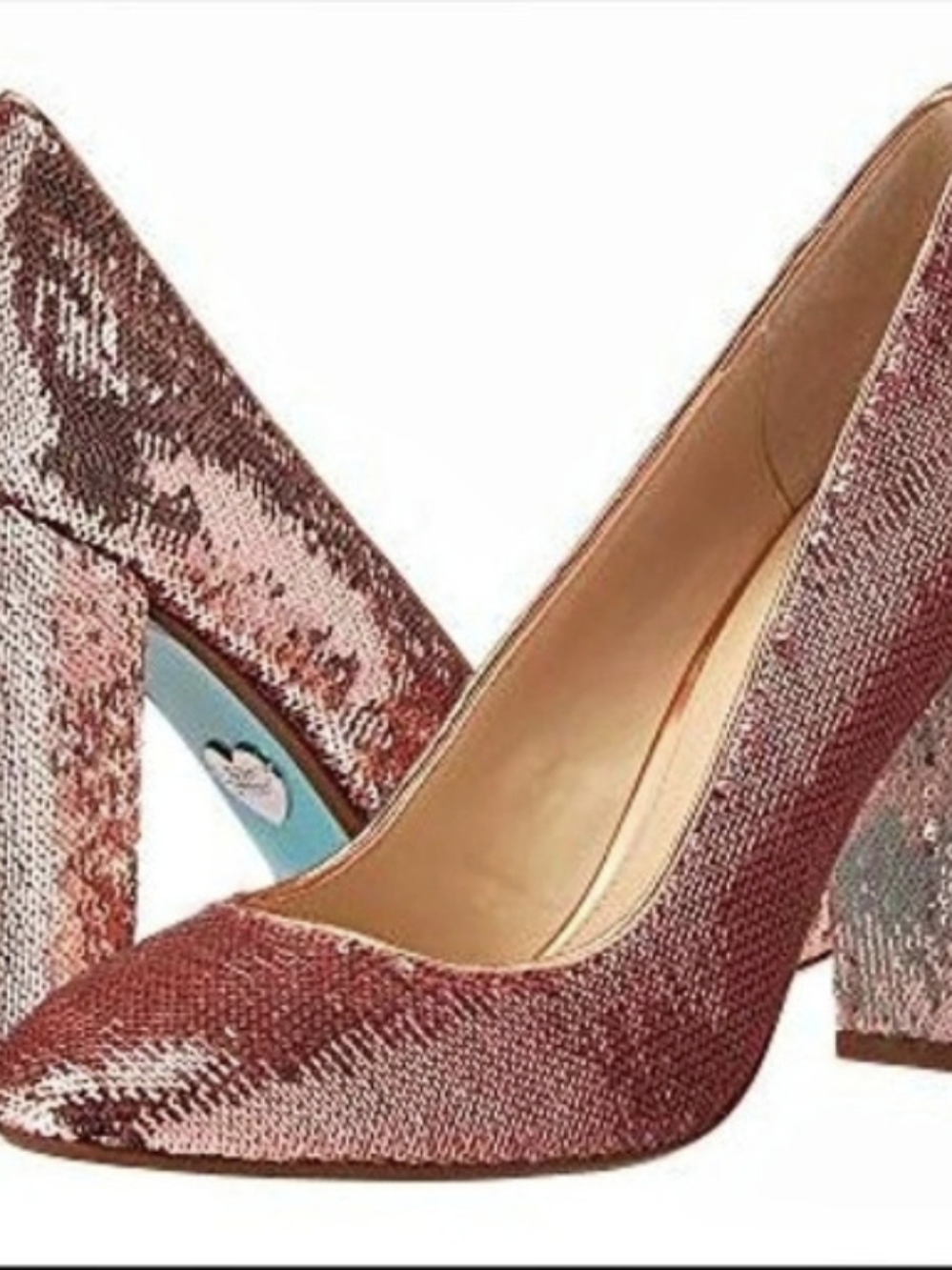 Betsey Johnson Lou Sequin Platform Pumps in Pink Rose 7.5